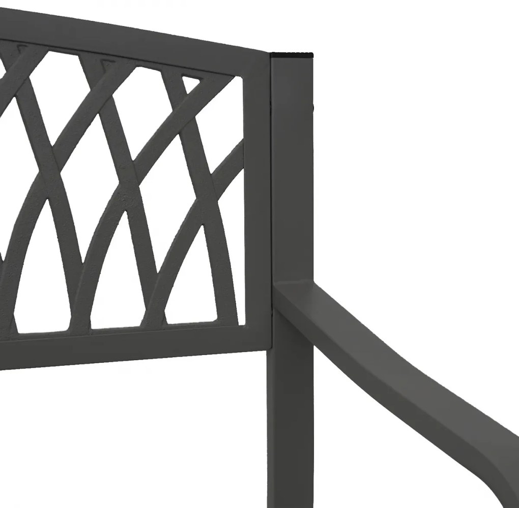 Záhradná lavička F45 2-miestna ~ práškovaná oceľ, 127 cm - Čierna