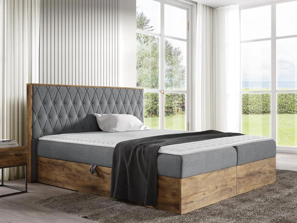 Kontinentálna posteľ Madaris 6, Rozmer postele: 200x200, Dostupné poťahy: dub lancelot + Twist 23