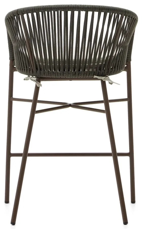 Zelená kovová/polstrovaná záhradná barová stolička Yanet – Kave Home