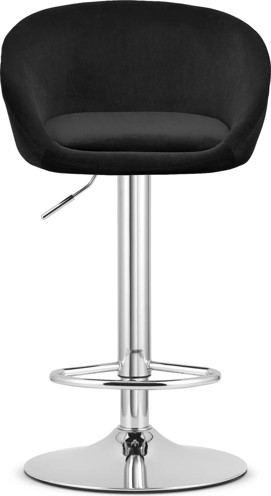 Sada 2 barových stoličiek EAST čierny zamat / chrómová podnož