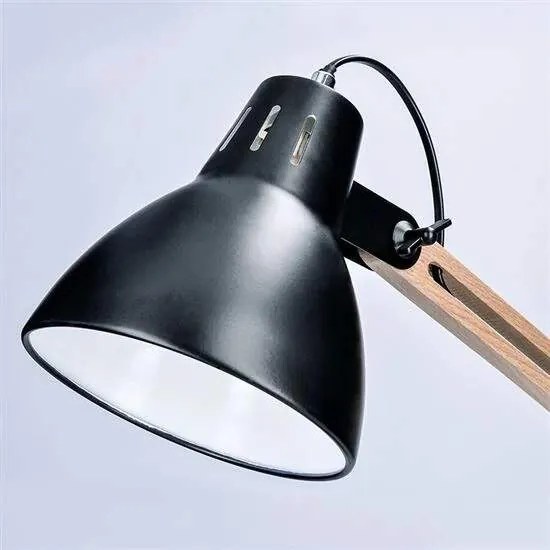 Solight stolná lampa E27 drevená čierna