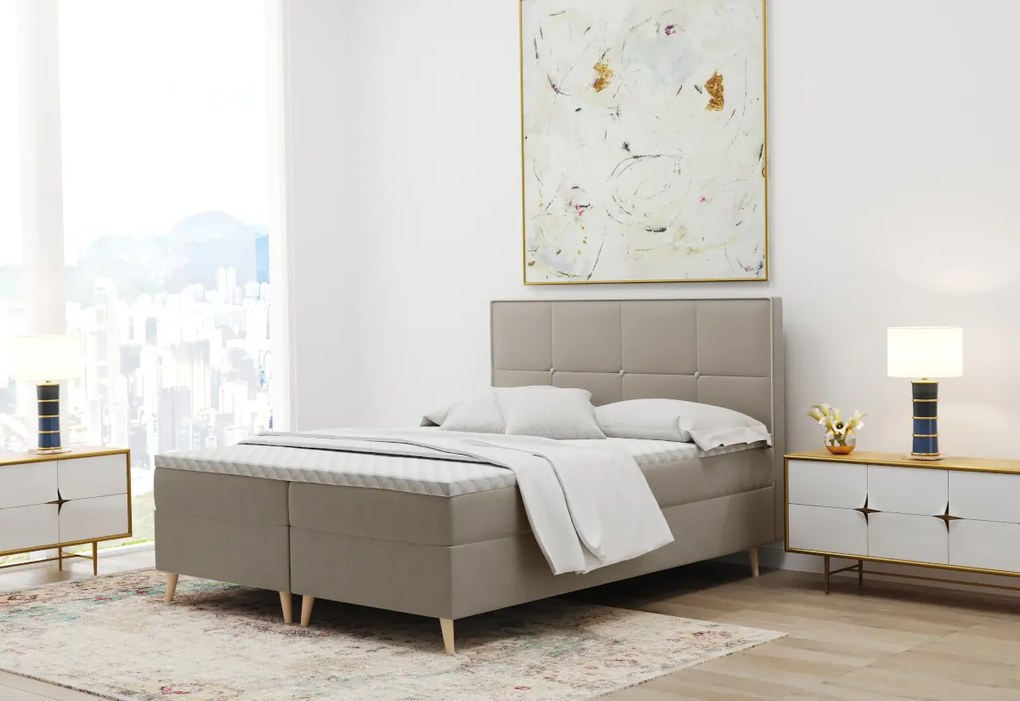 Čalúnená posteľ boxspring MANILA + topper, 160x200, riviera 16