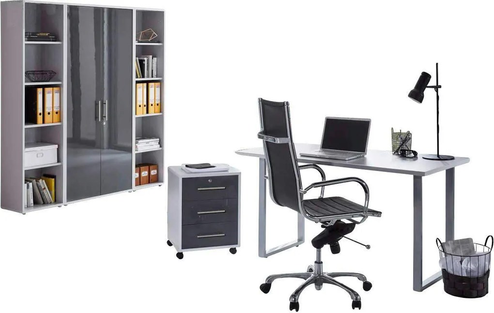 XXXLutz KANCELÁRIA, sivá, antracitová s vysokým leskom, MID.YOU - Kancelárske regály - 001067009703