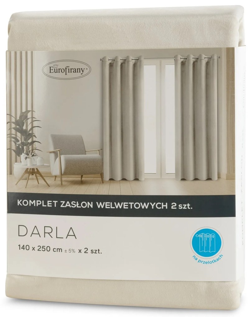 ZATEMŇOVACÍ ZÁVES NA KRÚŽKOCH DARLA SADA 2KS 140X250 CM KRÉMOVÁ