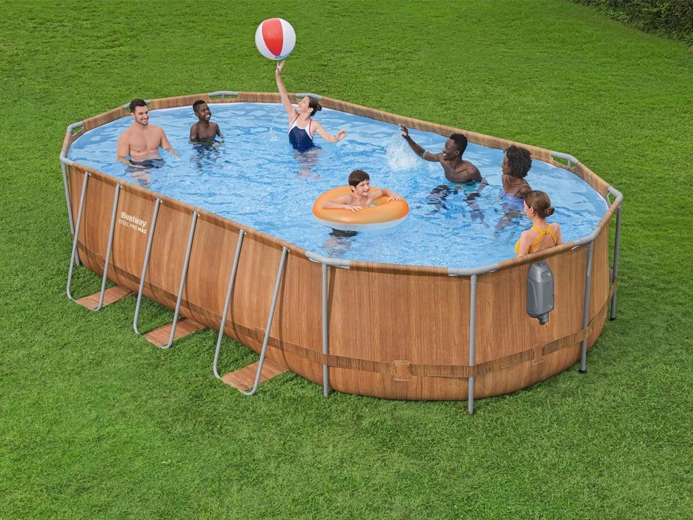 Bazén Bestway s rámom 610x366x122, 10 v 1, rebrík s pumpou + LED 56719