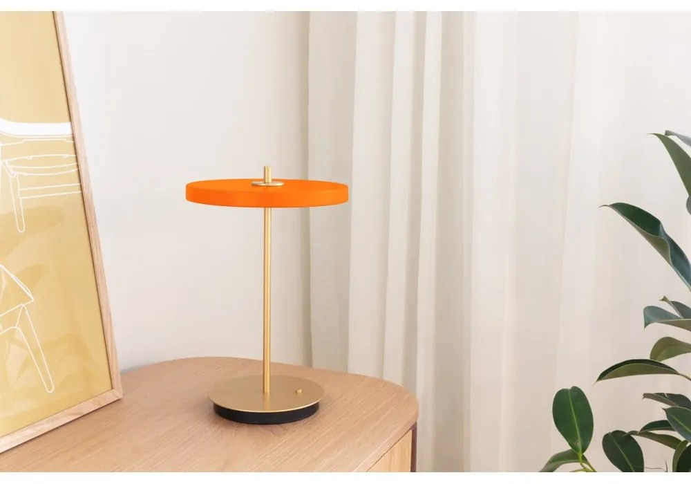 Oranžová LED stolová lampa so stmievačom s kovovým tienidlom (výška 31 cm) Asteria Move – UMAGE