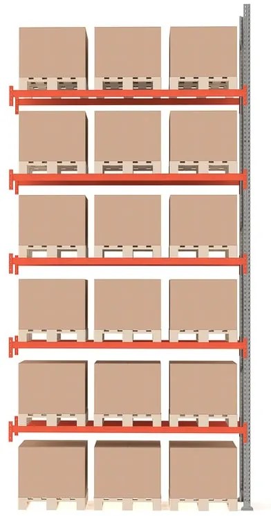 Paletový regál ULTIMATE, prídavná sekcia, 18 paliet, 6000x2750x1100 mm