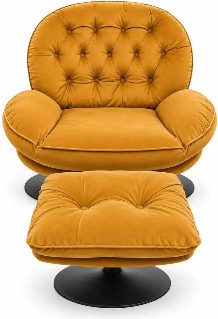 LuxuryForm DESIGN Otočné kreslo LUNA s podnožkou - medové