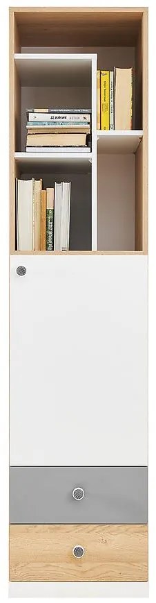 Regál Pixel PX5 sušienkový dub / biely lux / sivý