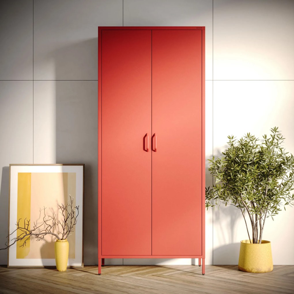 Šatníková skriňa FLAVIO, 800 x 1850 x 450 mm, Modern: červený farba