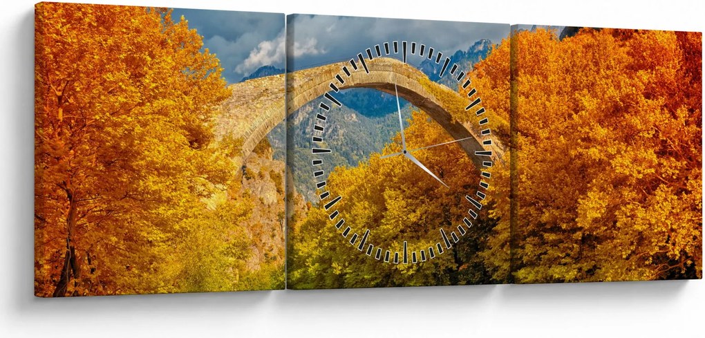 Obraz - Konitsa most (s hodinami) (90x30 cm)