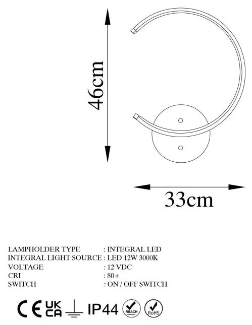 Nástenné LED osvetlenie, 33 x 46 x 6 cm, čierne