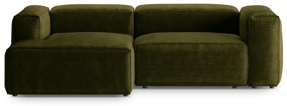 Zelená menčestrová rohová pohovka (ľavý roh/s leňoškou) Bergamo – Cosmopolitan Design