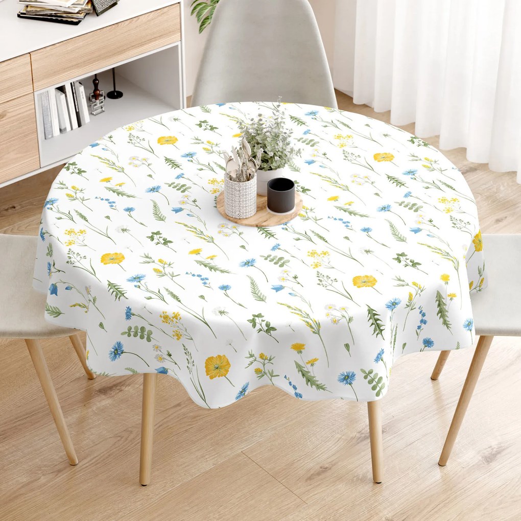 Goldea okrúhly obrus 100% bavlnené plátno - slovenská lúka Ø 100 cm