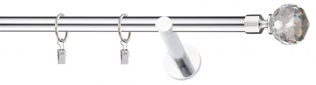 Dekorstudio Chrómová jednoradová garniža CRYSTAL 19mm Dĺžka: 120cm, Typ uchytenia: Držiak modern, Typ príslušenstva: Bez príslušenstva