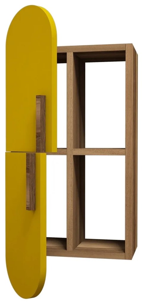 Nástenná polica Ružová orech/žltá