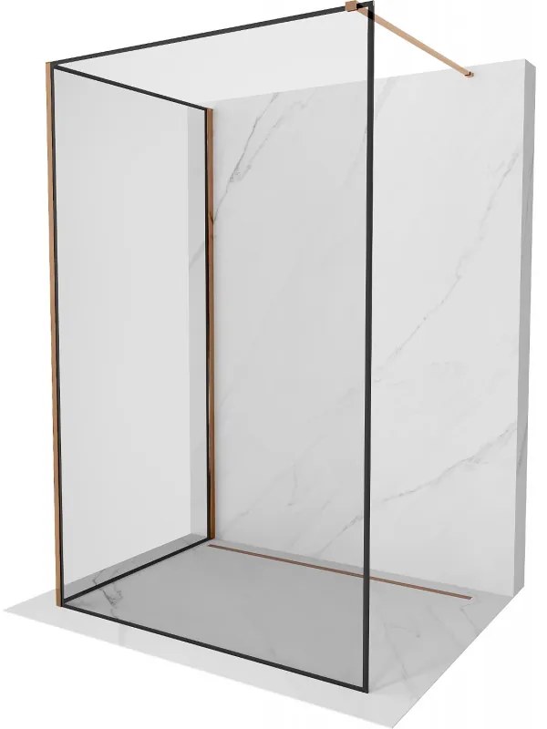 Mexen Kioto sprchová stena Walk-in 130 x 80 cm, čierny vzor, ružové zlato - 800-130-212-60-70-080