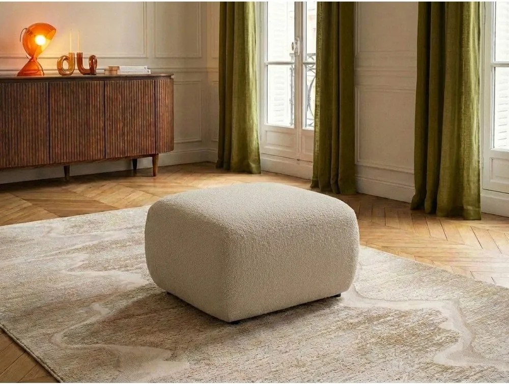 Béžová podnožka z textílie buklé Montaigne – Bobochic Paris