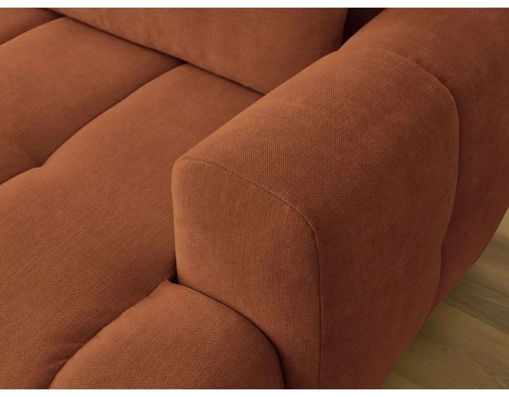 Rozkladacia/s úložným priestorom rohová pohovka v tehlovej farbe (ľavý roh/s leňoškou) Fuji – Bobochic Paris