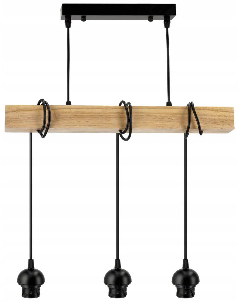 BERGE Závesné stropné svietidlo LED drevený trám 3xE27 Luster Spring biely