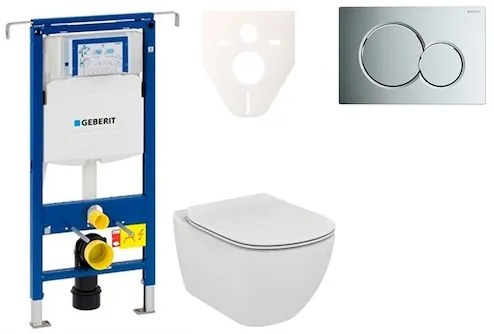 Cenovo zvýhodnený závesný WC set Geberit do ľahkých stien / predstenová montáž + WC Ideal Standard Tesi 111.355.00.5NE2, 1 ks