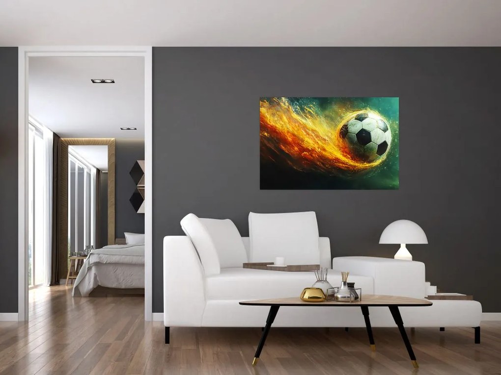 Obraz - Futbalová lopta v lete (90x60 cm)