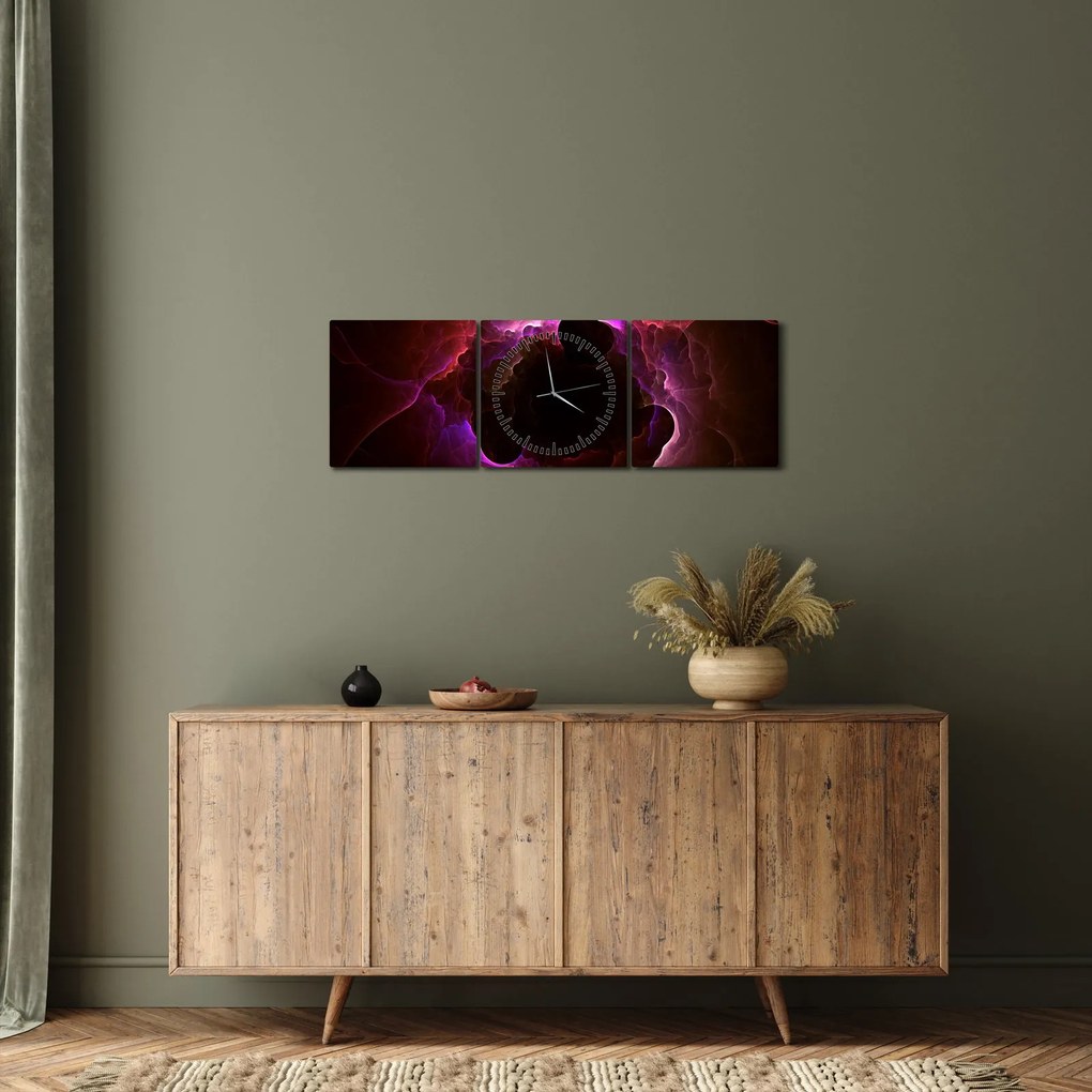 Obraz - abstrakcie mraku (s hodinami) (90x30 cm)