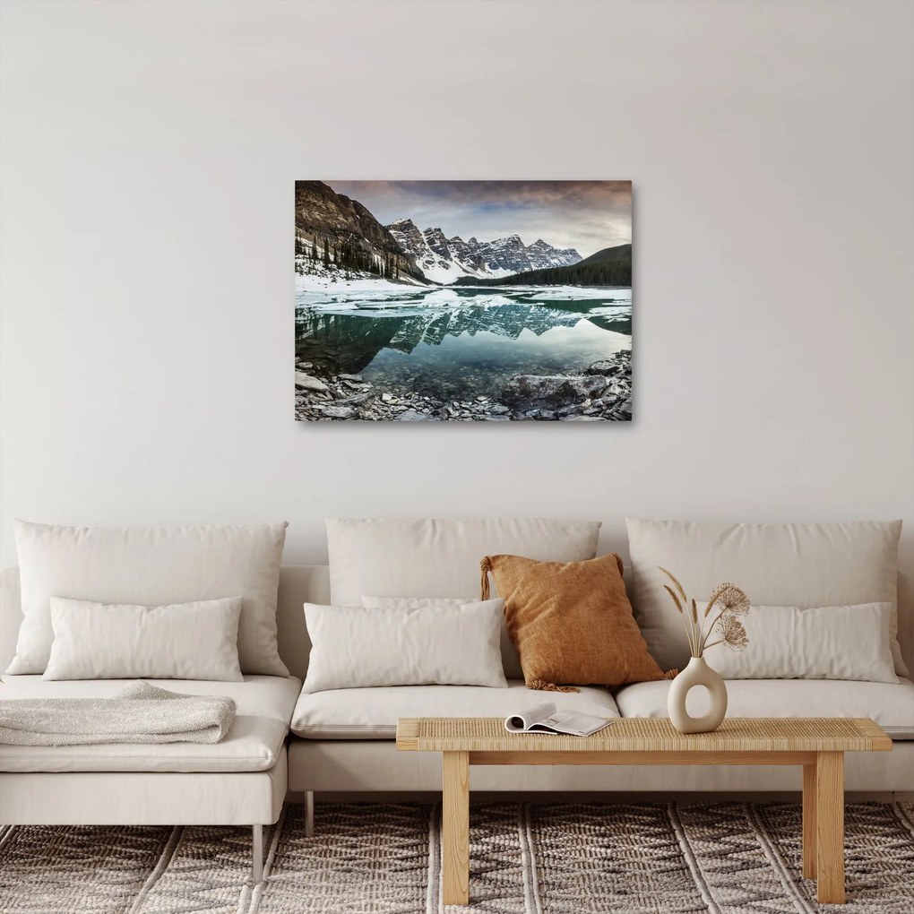 Obraz - jazero v zime (70x50 cm)