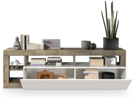 Televízny stolík LENOR biely/hnedý