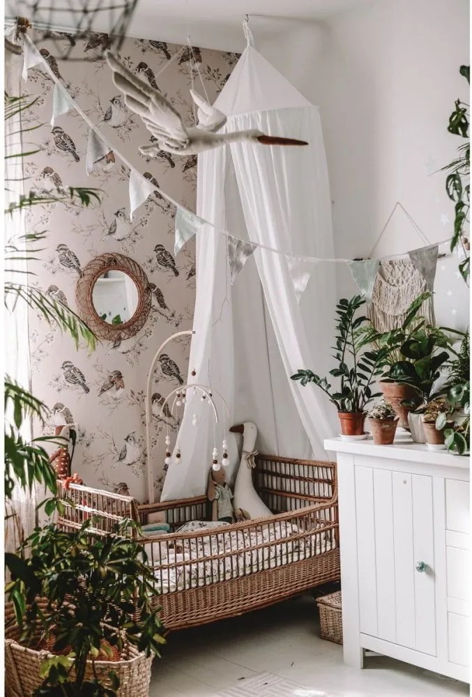 Tapeta vtáky bielo-šedá 280x50 cm