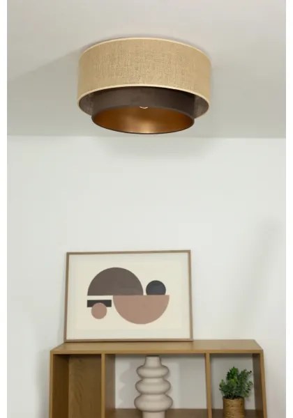 Stropné svietidlo SARTA 1xE27/60W/230V Ø 45 cm hnedá/juta