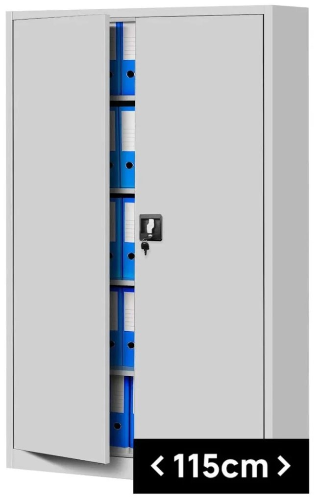 JAN II kovová kancelárska skriňa: šedá 115x185 cm (1003)