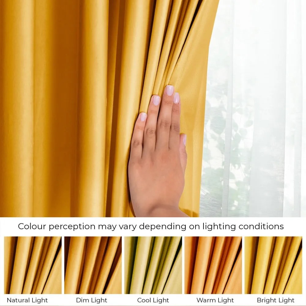 Žltý zamatový dimout záves 140x245 cm Pleat – Restilo