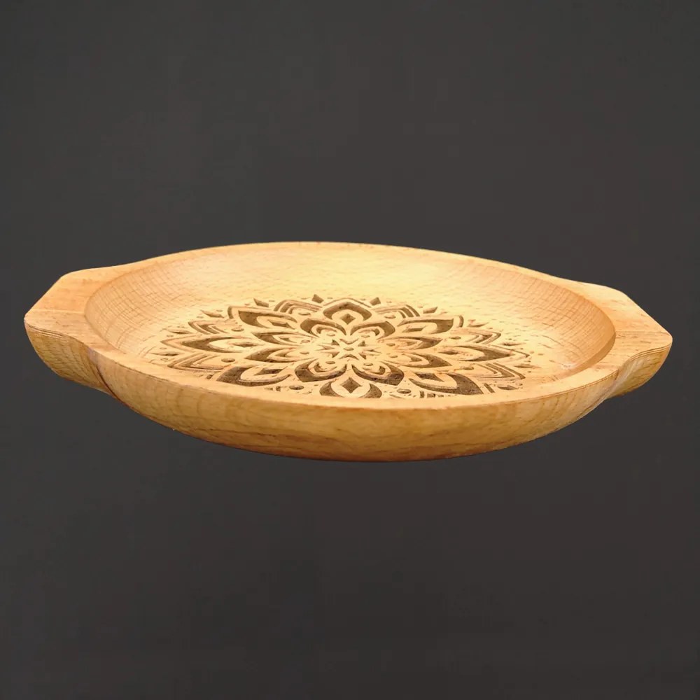 AMADEA Drevená miska mandala, masívne drevo, 24 cm