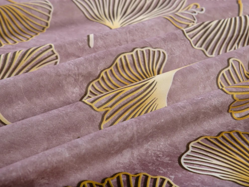 Biante Zamatový záves Tamara TMR-001 Ginkgo lístky na staroružovom 145x220 cm