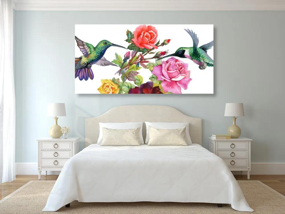 Obraz kolibríky s kvetmi Varianta: 120x60