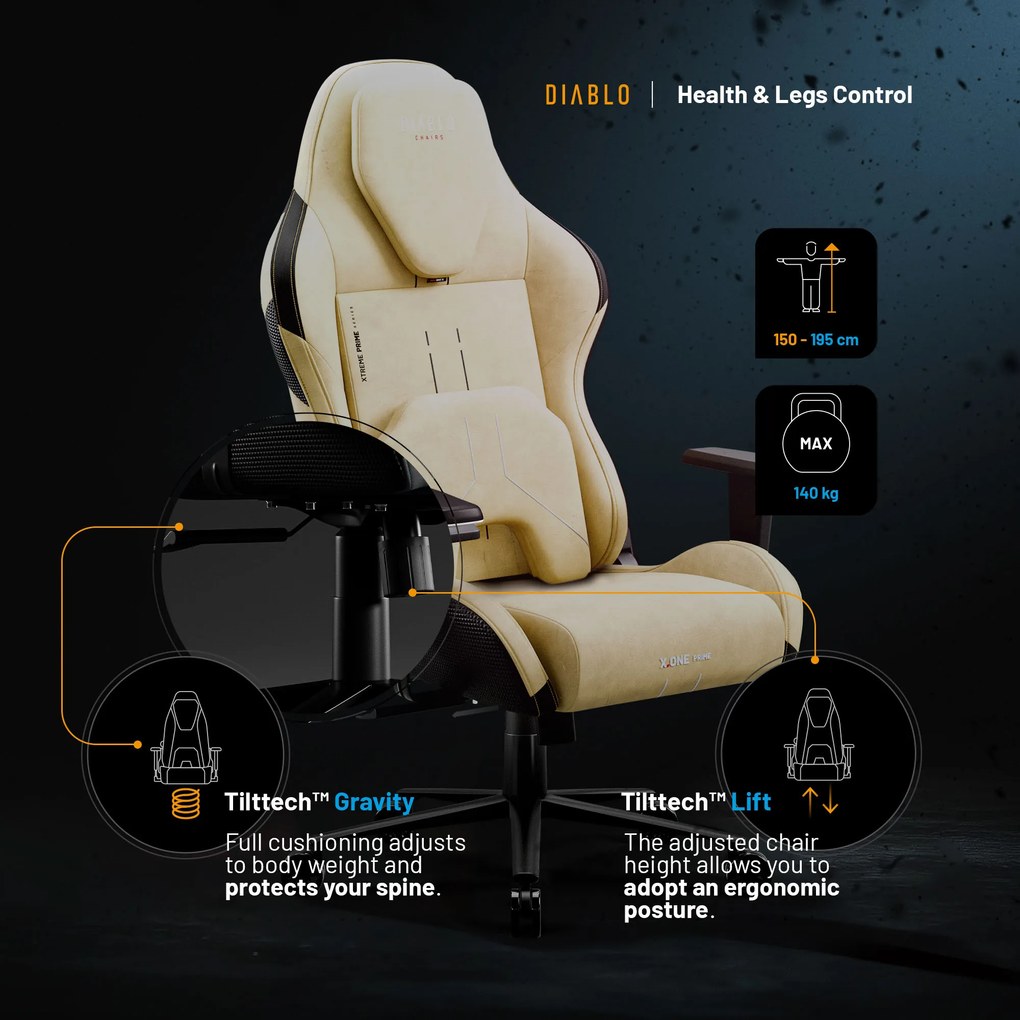 Herné Kreslo Diablo X.One Prime Normal Size Broken Gold