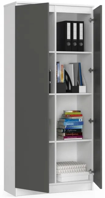 Uzavretý regál R80 2D 8P CLP biely / sivý