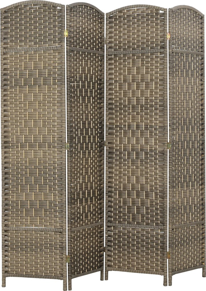 HOMCOM 4-dielny paraván 180 × 180 cm, tmavý dub | Aosom