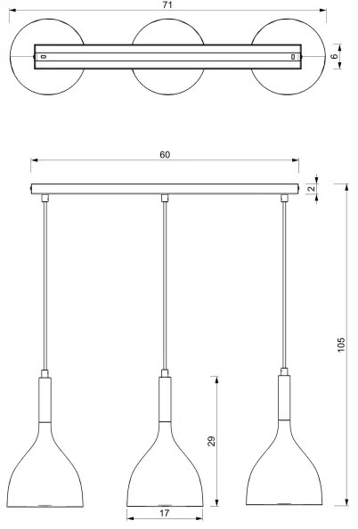 Luster na lanku NOAK 3xE27/15W/230V čierna/chróm