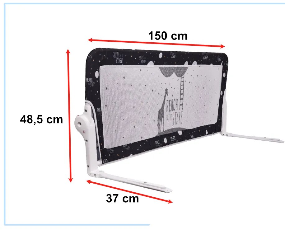 KIK Ochranná zábrana na posteľ 150cm čierna