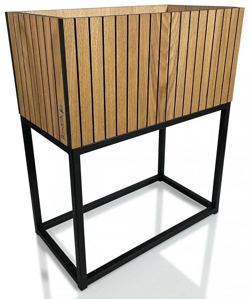 Nádherný kvetináč prírodnej dubovej dyhy LOFT FIORINO 42X22X50 cm