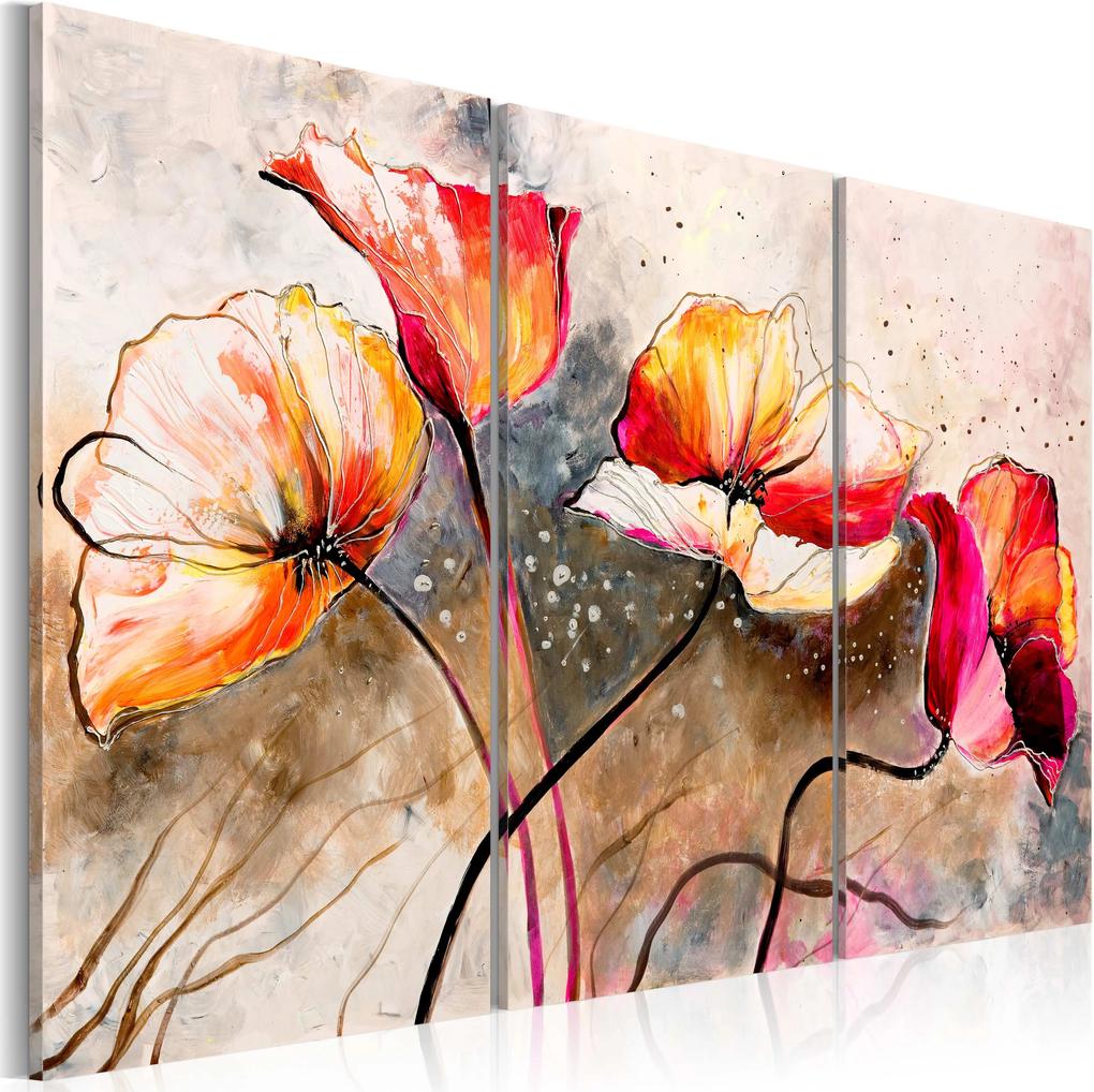 Ručne maľovaný obraz - Poppies lashed by the wind 120x80