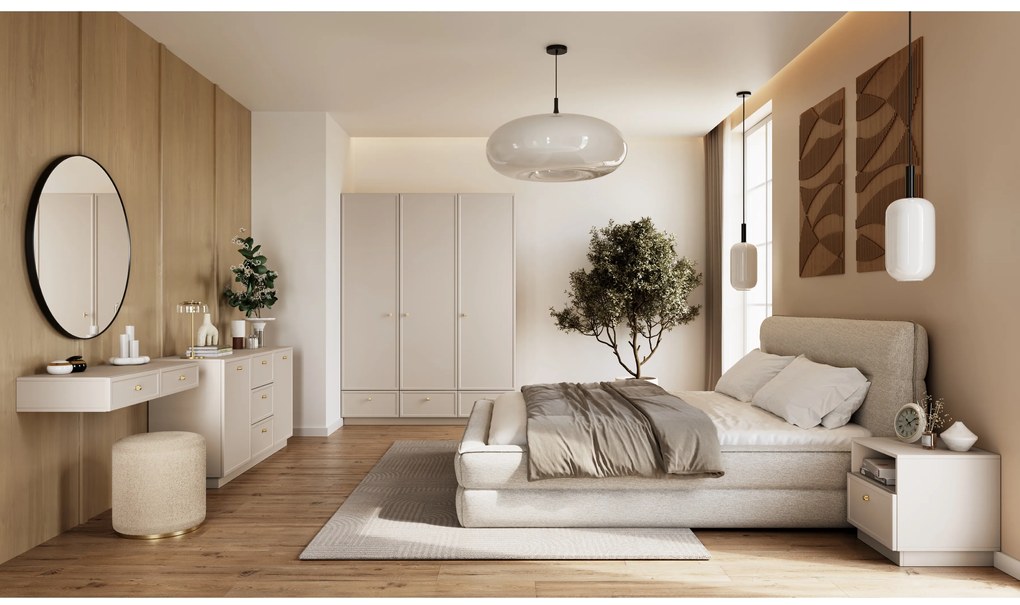 Komoda Lorini 150 cm na sokli - kašmírová / zlaté úchytky G