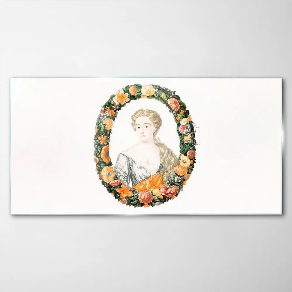 Obraz na skle Portrét ženy s kvetinami