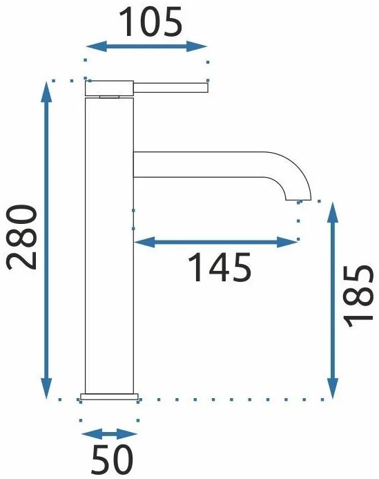Rea Spot, vysoká umývadlová batéria h-280, brúsená oceľ, REA-B2068