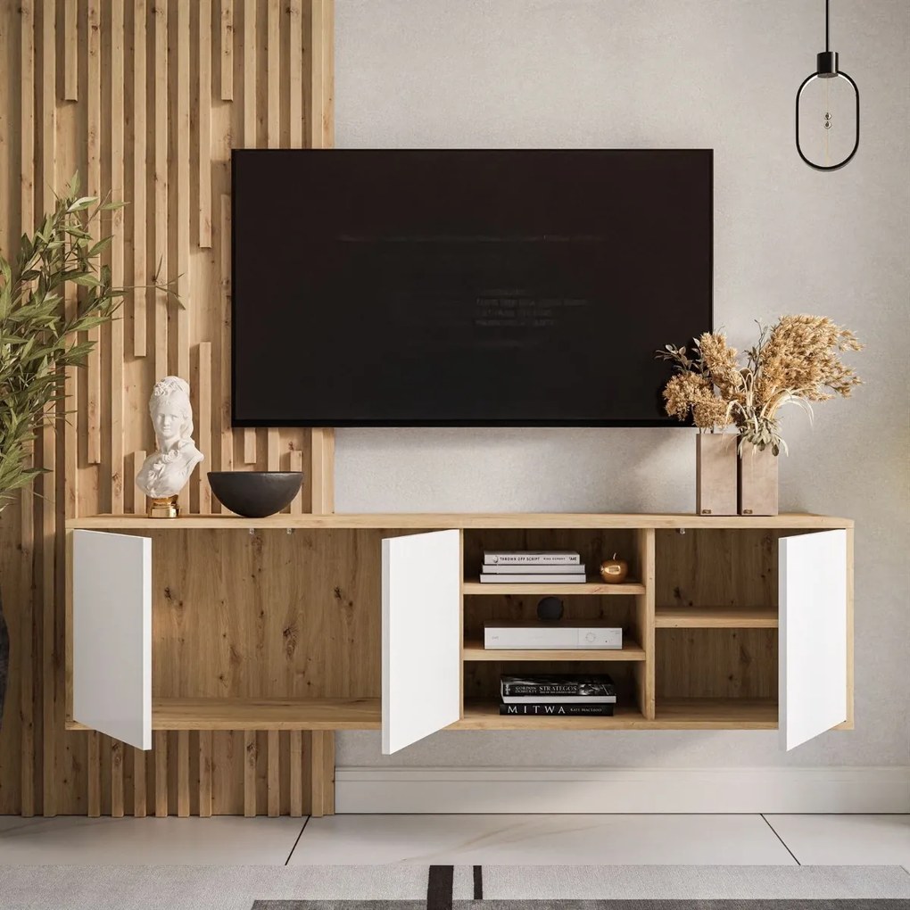 TV STOLÍK ALWIN DUB ARTISAN BIELY 156 cm