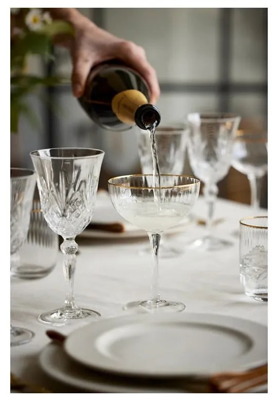 Súprava 4 koktailových pohárov s okrajom v zlatej farbe Lyngby Glas Palermo, 315 ml