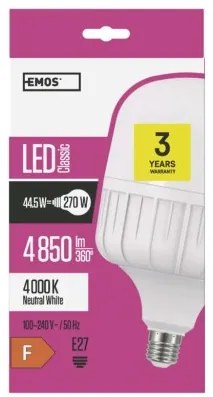 EMOS Žiarovka LED Classic T140, E27, 46 W, neutrálna biela / denné svetlo