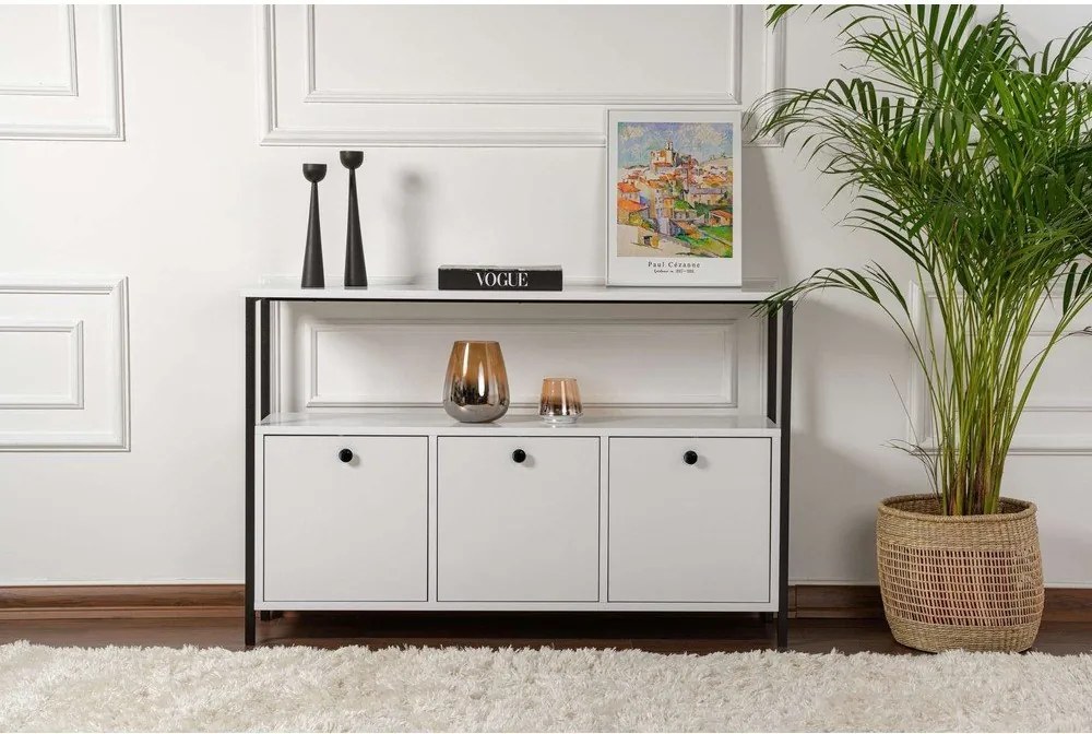 Biely matný konzolový stolík 29,5x120 cm Solace – Kalune Design